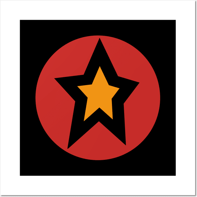 Gold Star Red Circle Graphic Wall Art by ellenhenryart